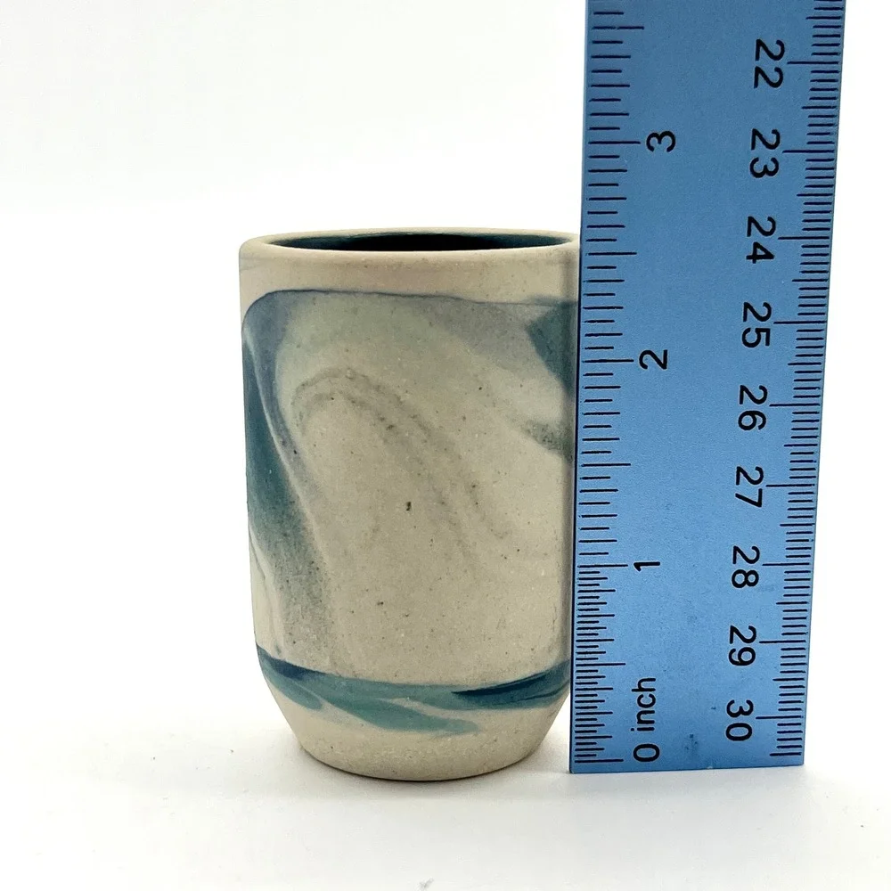 Cuarto Suspiro‎ Mexican Pottery Vase Small Ceramic Bud Vase Blue Swirl Design